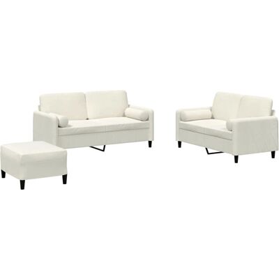 Vidaxl Samt 3-Teiliges Sofaset Creme - Wohnzimmermöbel Vidaxl Samt 3-Teiliges Sofaset Creme - Wohnzimmermöbel