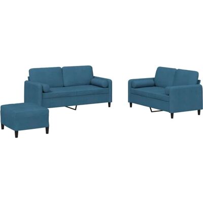 VIDAXL Ensemble de Canapés Velours Bleu - Mobilier de Salon - Publicité VIDAXL Ensemble de Canapés Velours Bleu - Mobilier de Salon - Publicité