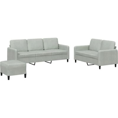 Ensemble de Mobilier de Salon Gris Clair VidaXL - Canapé & Pouf - Publicité Ensemble de Mobilier de Salon Gris Clair VidaXL - Canapé & Pouf - Publicité