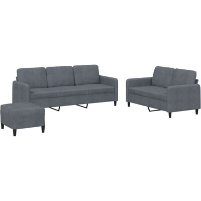 Ensemble de meubles de salon VidaXL 3202025 - Velours gris - Publicité Ensemble de meubles de salon VidaXL 3202025 - Velours gris - Publicité
