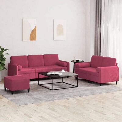 vidaXL Samtsoffasett - Rot - 3-teilig vidaXL Samtsoffasett - Rot - 3-teilig