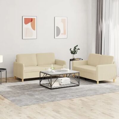 vidaXL 2-teiliges cremefarbenes Stoffsofa-Set - Sofatyp vidaXL 2-teiliges cremefarbenes Stoffsofa-Set - Sofatyp