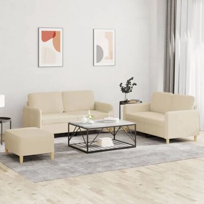 Ensemble de Canapés 3 Pièces Tissu Crème - Mobilier de Salon - Publicité Ensemble de Canapés 3 Pièces Tissu Crème - Mobilier de Salon - Publicité