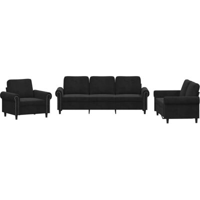 Ensemble de Mobilier de Salon VidaXL - Canapé Velours Noir - Publicité Ensemble de Mobilier de Salon VidaXL - Canapé Velours Noir - Publicité