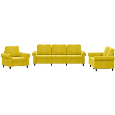 Ensemble de Mobilier de Salon VidaXL Jaune - Canapé Velours 3 Pièces - Publicité Ensemble de Mobilier de Salon VidaXL Jaune - Canapé Velours 3 Pièces - Publicité