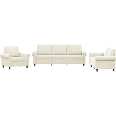 VidaXL Ensemble de Mobilier pour Salon - Velours Crème 3 Pièces - Publicité VidaXL Ensemble de Mobilier pour Salon - Velours Crème 3 Pièces - Publicité