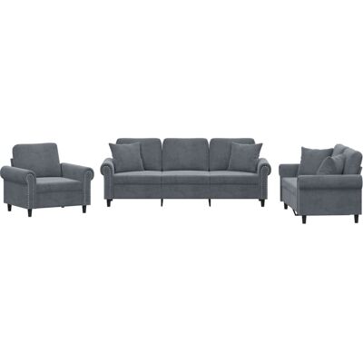 Juego de Muebles para Sala VidaXL - Terciopelo Gris Juego de Muebles para Sala VidaXL - Terciopelo Gris