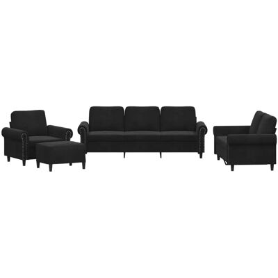 Ensemble de Mobilier de Salon VidaXL 3202185 - Velours Noir - Publicité Ensemble de Mobilier de Salon VidaXL 3202185 - Velours Noir - Publicité