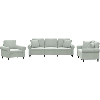 VidaXL 4207 Ensemble de Mobilier de Salon - Canapé en Velours Gris - Publicité VidaXL 4207 Ensemble de Mobilier de Salon - Canapé en Velours Gris - Publicité