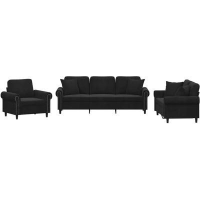 Ensemble de Mobilier de Salon VidaXL - Canapé Velours Noir - Publicité Ensemble de Mobilier de Salon VidaXL - Canapé Velours Noir - Publicité
