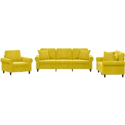 Ensemble de Mobilier de Salon VidaXL - Velours Jaune - Publicité Ensemble de Mobilier de Salon VidaXL - Velours Jaune - Publicité