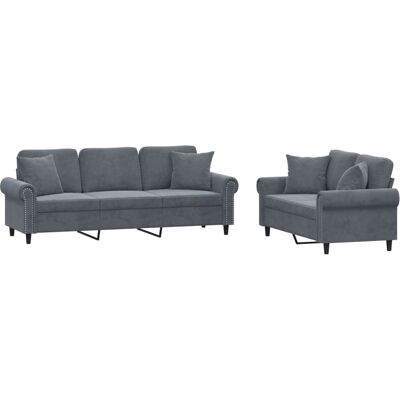 VidaXL 3202261 Ensemble de Mobilier de Salon - Canapé Velours Gris - Publicité VidaXL 3202261 Ensemble de Mobilier de Salon - Canapé Velours Gris - Publicité
