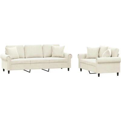 VidaXL 3202278 Wohnzimmermöbel-Set - Creme Samtsofa VidaXL 3202278 Wohnzimmermöbel-Set - Creme Samtsofa