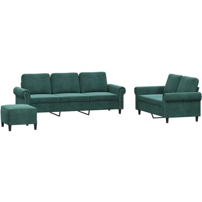 Ensemble de Mobilier de Salon VidaXL - Velours Vert Foncé - Publicité Ensemble de Mobilier de Salon VidaXL - Velours Vert Foncé - Publicité