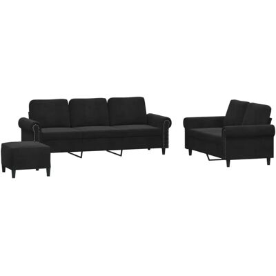 vidaXL 3202285 Schwarzes Wohnzimmermöbel-Set - Sofa & Hocker vidaXL 3202285 Schwarzes Wohnzimmermöbel-Set - Sofa & Hocker