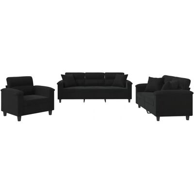Ensemble de meubles pour salon VidaXL 3202299 - Microfibre, Noir - Publicité Ensemble de meubles pour salon VidaXL 3202299 - Microfibre, Noir - Publicité
