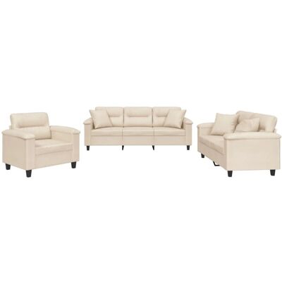 VidaXL Wohnzimmermöbel Set - Mikrofaser Beige VidaXL Wohnzimmermöbel Set - Mikrofaser Beige