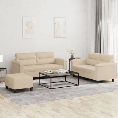 Ensemble de canapés avec coussins 3 pièces microfibre crème - Ensemble de sofas - Publicité Ensemble de canapés avec coussins 3 pièces microfibre crème - Ensemble de sofas - Publicité