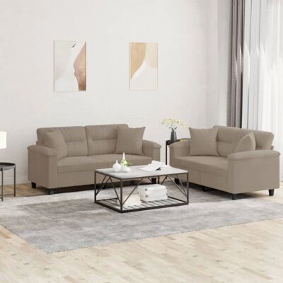 vidaXL Canapé 2 Places Microfibre - Taupe Ensemble - Publicité vidaXL Canapé 2 Places Microfibre - Taupe Ensemble - Publicité
