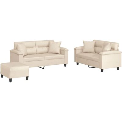 Ensemble de Canapés Microfibre Beige 3 Pièces vidaXL - Publicité Ensemble de Canapés Microfibre Beige 3 Pièces vidaXL - Publicité