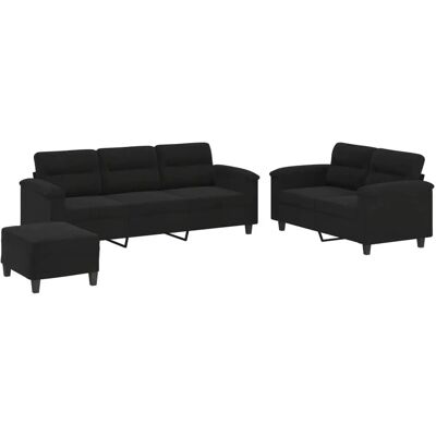 VIDAXL 3-Sitzer Sofa-Set - Microfaser Schwarz VIDAXL 3-Sitzer Sofa-Set - Microfaser Schwarz