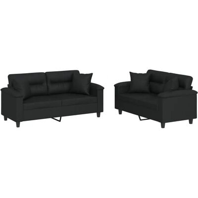 vidaXL 2-tlg. Sofagarnitur mit Kissen Schwarz vidaXL 2-tlg. Sofagarnitur mit Kissen Schwarz