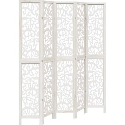 vidaXL Bílý 5-panelový pokojový paraván - Room Divider vidaXL Bílý 5-panelový pokojový paraván - Room Divider