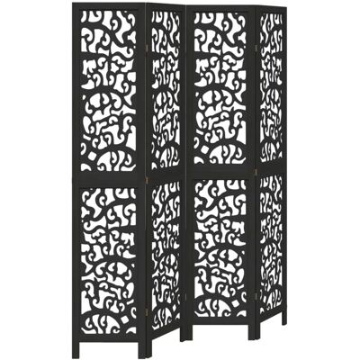 vidaXL Black 4-Panel Room Divider - Privacy Screen, 40x200cm vidaXL Black 4-Panel Room Divider - Privacy Screen, 40x200cm
