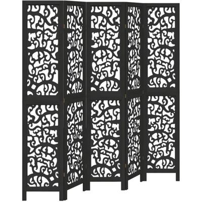 vidaXL Zwarte 5-Panel Room Divider - Binnenruimte Privacy Screen vidaXL Zwarte 5-Panel Room Divider - Binnenruimte Privacy Screen