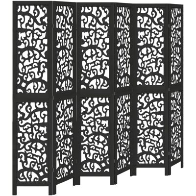 vidaXL 6-Panel Black Solid Wood Room Divider - Interior Use vidaXL 6-Panel Black Solid Wood Room Divider - Interior Use