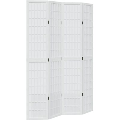 vidaXL Witte 4-Panel Massief Houten Kamerscherm - Kamerverdeler vidaXL Witte 4-Panel Massief Houten Kamerscherm - Kamerverdeler