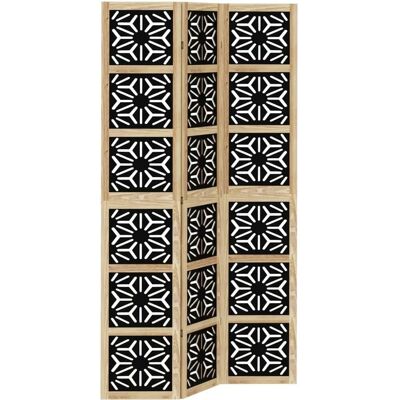 vidaXL 3-delt rumdeler brun og sort massiv træ - Room Divider vidaXL 3-delt rumdeler brun og sort massiv træ - Room Divider