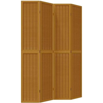 Paravent en bois massif marron 4 panneaux vidaXL - Ecran de confidentialité - Publicité Paravent en bois massif marron 4 panneaux vidaXL - Ecran de confidentialité - Publicité