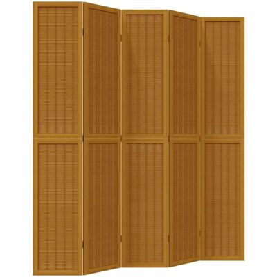 Paravent en bois massif marron 5 pièces vidaXL - Paravent - Publicité Paravent en bois massif marron 5 pièces vidaXL - Paravent - Publicité