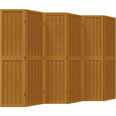 Paravent 6 panneaux en bois massif marron vidaXL - Écran de confidentialité pour bureau - Publicité Paravent 6 panneaux en bois massif marron vidaXL - Écran de confidentialité pour bureau - Publicité