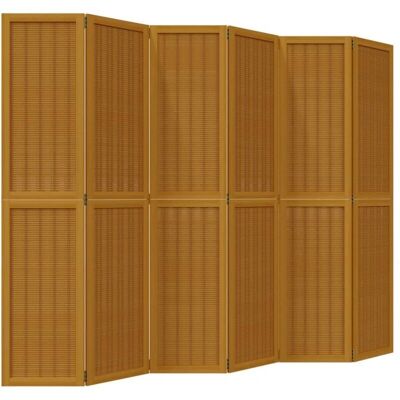 vidaXL 6 pcs. Paravent Marron Bois Massif Paulownia - Paravent - Publicité vidaXL 6 pcs. Paravent Marron Bois Massif Paulownia - Paravent - Publicité