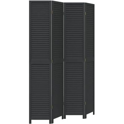 vidaXL 4-dílná room divider Černé Masivní Dřevo Paulownia - Room Divider vidaXL 4-dílná room divider Černé Masivní Dřevo Paulownia - Room Divider