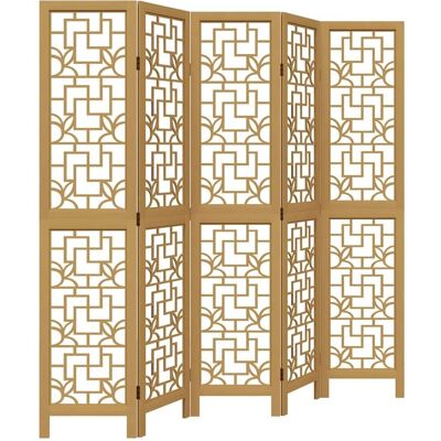 vidaXL Kamerverdeler 5 Panelen Kantoor Privacy Scherm Bruine Massief Hout Paulownia vidaXL Kamerverdeler 5 Panelen Kantoor Privacy Scherm Bruine Massief Hout Paulownia