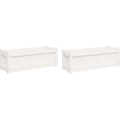 vidaXL Tuinbakken 2 stuks Wit Massief Hout den - Garden Planters vidaXL Tuinbakken 2 stuks Wit Massief Hout den - Garden Planters