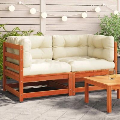 vidaXL Garten-Ecksofa mit Kissen - Braun Kiefernholz vidaXL Garten-Ecksofa mit Kissen - Braun Kiefernholz