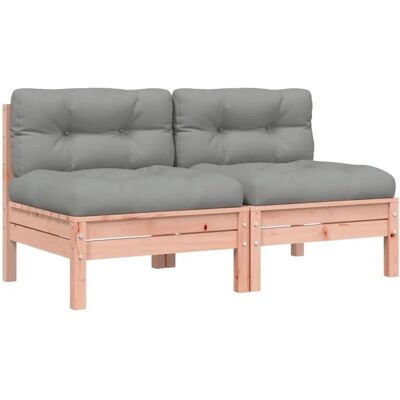 vidaXL Gartensofa mit Kissen und Hocker Natur Douglas 2-Sitzer vidaXL Gartensofa mit Kissen und Hocker Natur Douglas 2-Sitzer