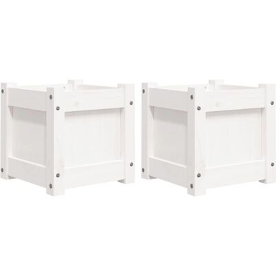 vidaXL Gartendübel 2 Stück Weiß Massives Kiefernholz - Garten Pflanzer vidaXL Gartendübel 2 Stück Weiß Massives Kiefernholz - Garten Pflanzer