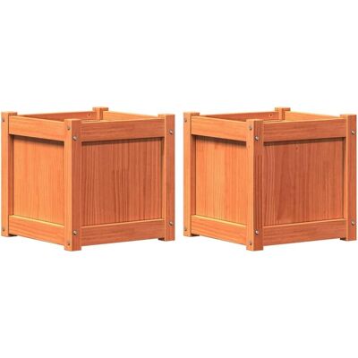 vidaXL Pflanzkübel 2er Set Weiß 40x40x40 cm Massivholz Kiefer - Garden Planters vidaXL Pflanzkübel 2er Set Weiß 40x40x40 cm Massivholz Kiefer - Garden Planters