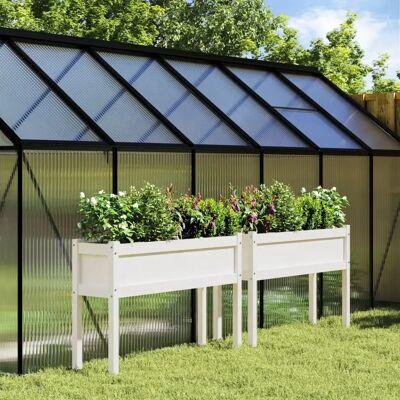 vidaXL tuinplanters met poten - 2 stuks wit massief dennenhout - Tuinplanters vidaXL tuinplanters met poten - 2 stuks wit massief dennenhout - Tuinplanters