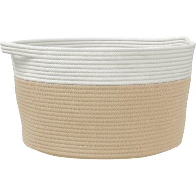 vidaXL Panier de rangement Beige Blanc - 40x25 cm - Publicité vidaXL Panier de rangement Beige Blanc - 40x25 cm - Publicité