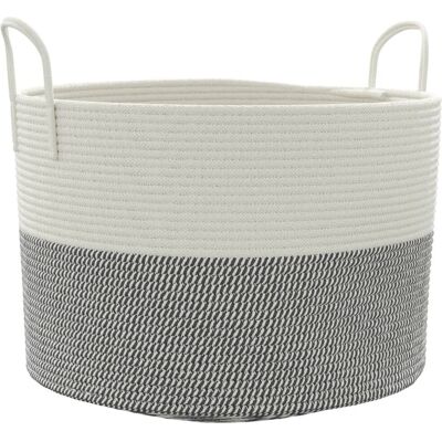 Cesta de almacenamiento VidaXL Gris y Blanco 51x33cm Algodón - Cesta de almacenamiento Cesta de almacenamiento VidaXL Gris y Blanco 51x33cm Algodón - Cesta de almacenamiento
