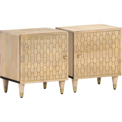 vidaXL Nachttisch - Massives Mangoholz - Elegantes Design - 2 Stück vidaXL Nachttisch - Massives Mangoholz - Elegantes Design - 2 Stück