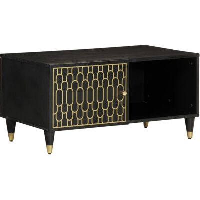 vidaXL Couchtisch 80x50x40 cm Massives Mangoholz - Schwarz - Beistelltisch vidaXL Couchtisch 80x50x40 cm Massives Mangoholz - Schwarz - Beistelltisch