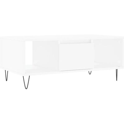 vidaXL 830588 Weißer Couchtisch mit Stauraum - Kaffeetisch vidaXL 830588 Weißer Couchtisch mit Stauraum - Kaffeetisch