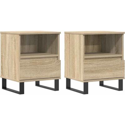 vidaXL Nachttisch Eiche - 2 Stück, Nachtschrank vidaXL Nachttisch Eiche - 2 Stück, Nachtschrank